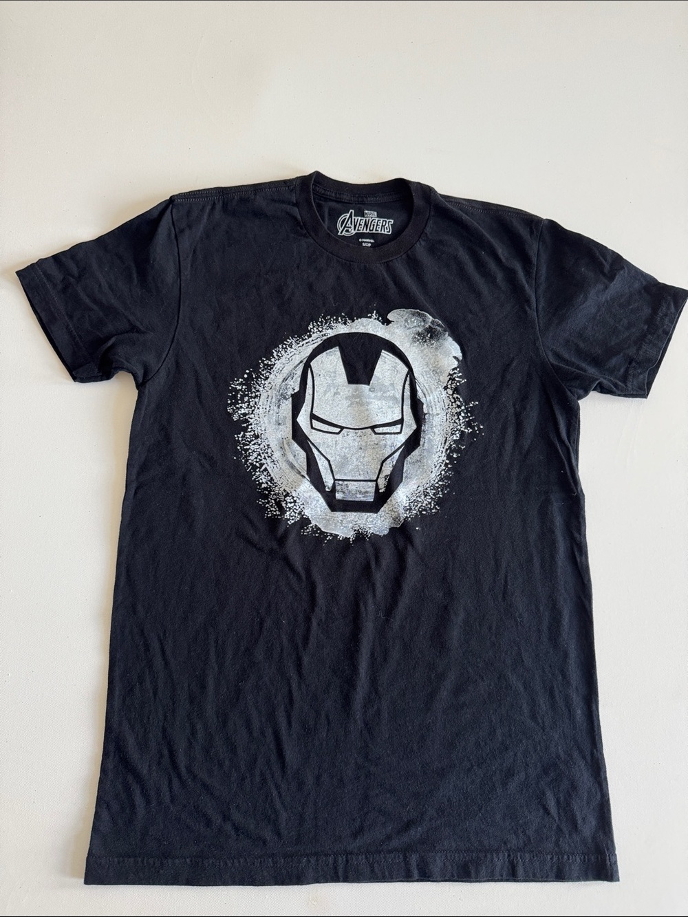 Avenger Black T‑Shirt with Silver Iron Man Helmet